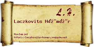 Laczkovits Hümér névjegykártya